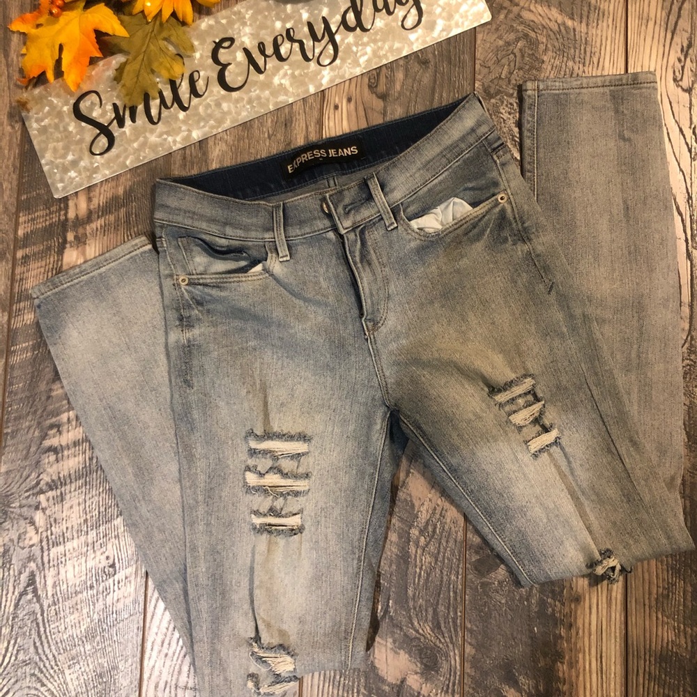 Express distressed jeans with holes size 4